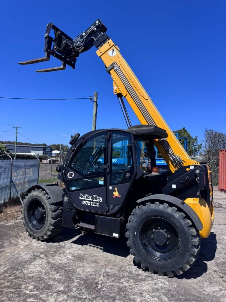 Action Hire telehandler at the Braemar yard