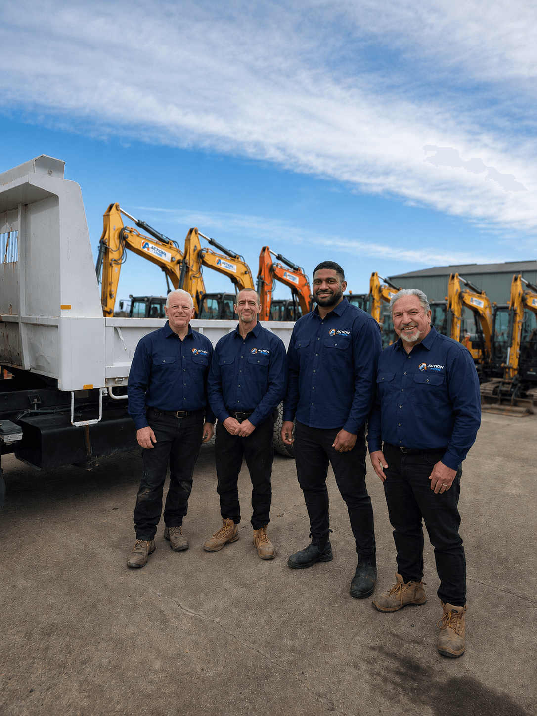 The Newell family and the Action Hire team at the Braemar yard
